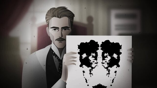psychologist presenting rorschach inkblot test