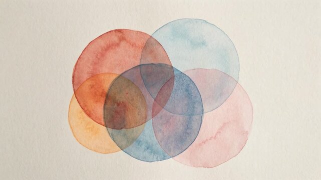 Beautiful watercolor circles overlapping in soft colors for artistic backgrounds and designs