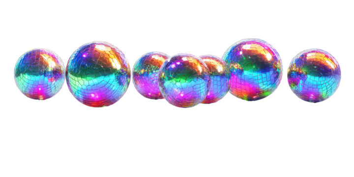 Colorful metallic spheres, 3d render, abstract background, isolated on transparent background - Powered by Adobe