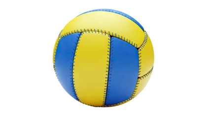 Volleyball with Blue and Yellow Panels