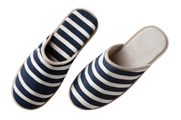 Striped Indoor Slippers on White Background