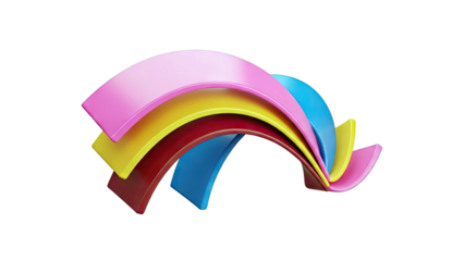 Colorful layered curved abstract shapes