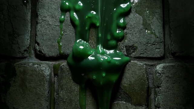 Gross green slime dripping down a wall. Halloween mutant or alien texture.