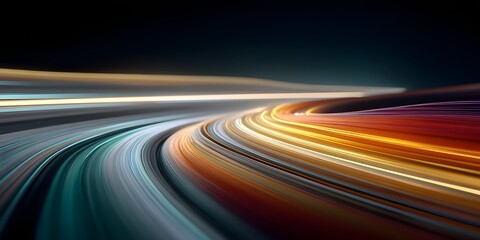 Abstract motion blur of fast car lights creating a landscape of speed and transport on a city highway at night