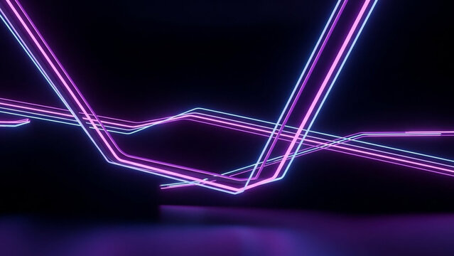Abstract colorful blue background design featuring glowing neon wave lines and motion patterns with a light laser energy glow on a black space backdrop - Powered by Adobe