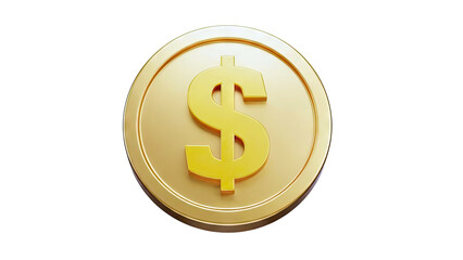 Golden dollar coin with a dollar sign