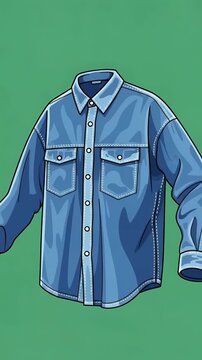 Pixel Art Denim Shirt Motion Graphic Loop Green Background