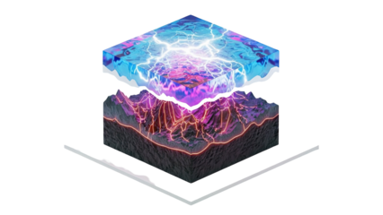 Abstract layers of energy and terrain