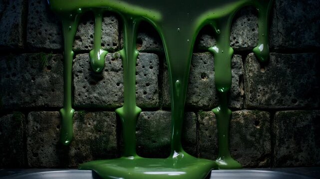 Gross green slime dripping down a wall. Halloween mutant or alien texture.