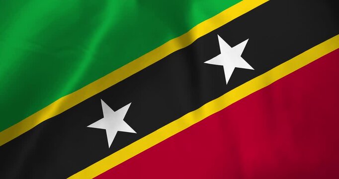 The saint kitts and nevis flag waving with the wind background loop video animation