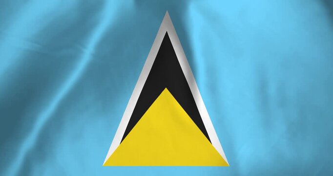 The saint lucia flag waving with the wind background loop video animation