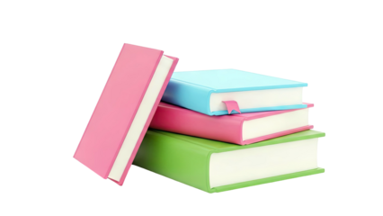Stack of Colorful Books with Bookmark