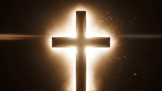 Glowing Christian Cross Symbol Spiritual Faith.