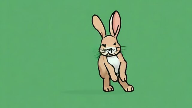 Pixel Art Brown Rabbit Running Green Background Animation Loop