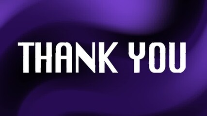 Displays thank you message on purple swirled background. Suitable for expressing gratitude in digital designs, social media graphics, and presentations. - Powered by Adobe