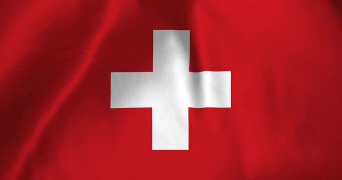 The switzerland flag waving with the wind background loop video animation