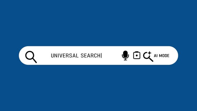 Universal Search Bar Interface with A I Mode on Blue Background AI mode microphone camera
