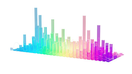 Abstract Holographic Equalizer Bars, Audio Visualization, isolated on white background