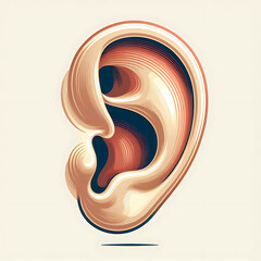 human ear anatomy in white background