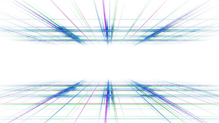 Abstract Holographic Grid Floor and Ceiling, Virtual Space, isolated on white background