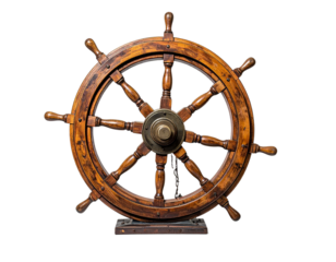 Wooden ships wheel isolated on transparent background