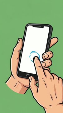 Pixel Art Hand Holding Smartphone Touching Screen Green Background Footage