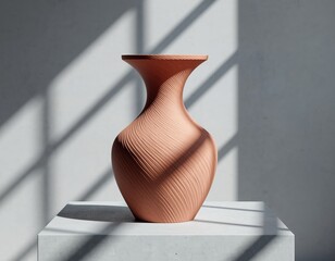 Blank 3D Printed Bio-Ceramic Vase Mockup Organic Texture