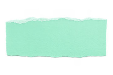 Mint green torn paper creating a banner or note template with ripped edges, offering blank space for text on transparent background