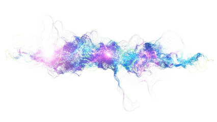 Abstract Holographic Particle Cloud in Motion, Data Concept, isolated on white background