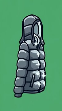Pixel Art Puffer Jacket Gray Winter Coat Loop Motion Graphic
