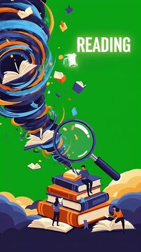 Pixel Art Reading Adventure With Books And Magnifying Glass