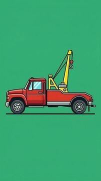Pixel Art Red Tow Truck Animation on Green Background