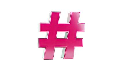 Glossy Pink Hashtag Symbol