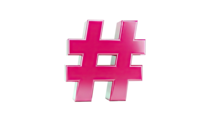 Glossy Pink Hashtag Symbol