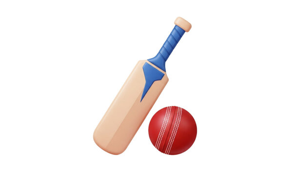 Cricket bat and ball realistic 3D icon vector illustration