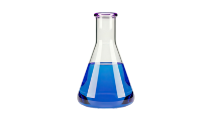 Erlenmeyer flask with blue liquid