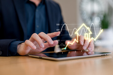 Real estate finance, digital banking, home loan, financial growth and online investment analysis.