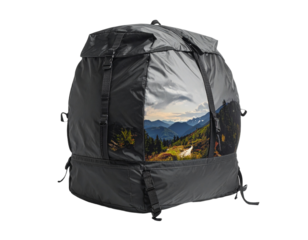 Black backpack isolated transparent background travel gear accessories