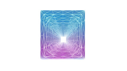 Abstract Holographic Tunnel with Geometric Lines, isolated on white background