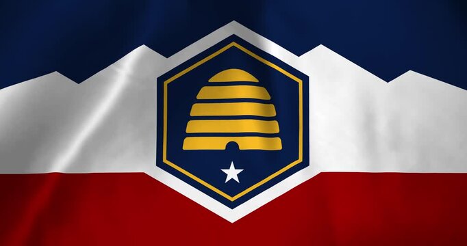 The utah state flag of the United States of America waving with the wind background loop video animation