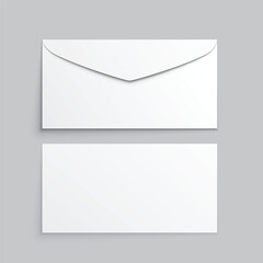 Two white envelopes on gray background blank