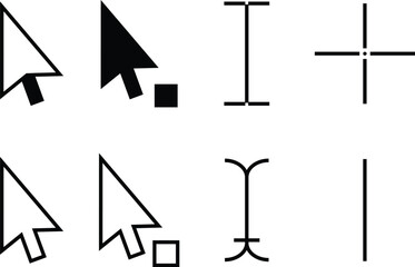 Black and white computer cursor and symbols