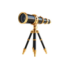 Gold and black telescope on tripod