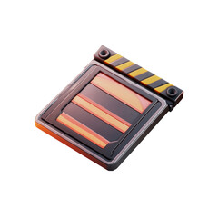 Futuristic, metallic, square device