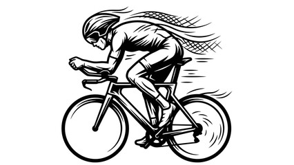 Obraz premium Dynamic Speed Cyclist Racing Bicycle with Wind Trails Illustration