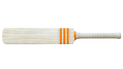Wooden Cricket Bat with Orange Accents