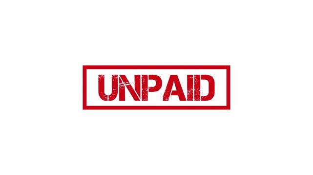 Unpaid red stamp text animation for billing and finance warning