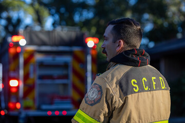 Sarasota County Firefighter in Turnout Gear at Scene
