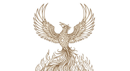Fototapeta premium Golden phoenix bird rising from flames