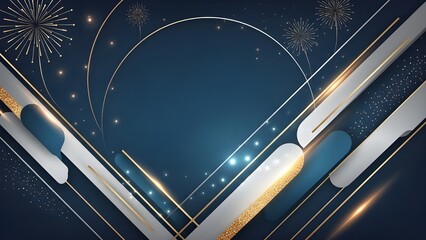 Abstract blue and gold holiday light trails forming festive background